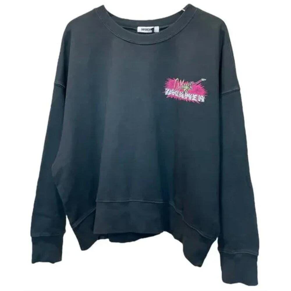 Daydreamer Street Guitar Shop Shrunken Crew Sweatshirt Vintage Black 2X NWT